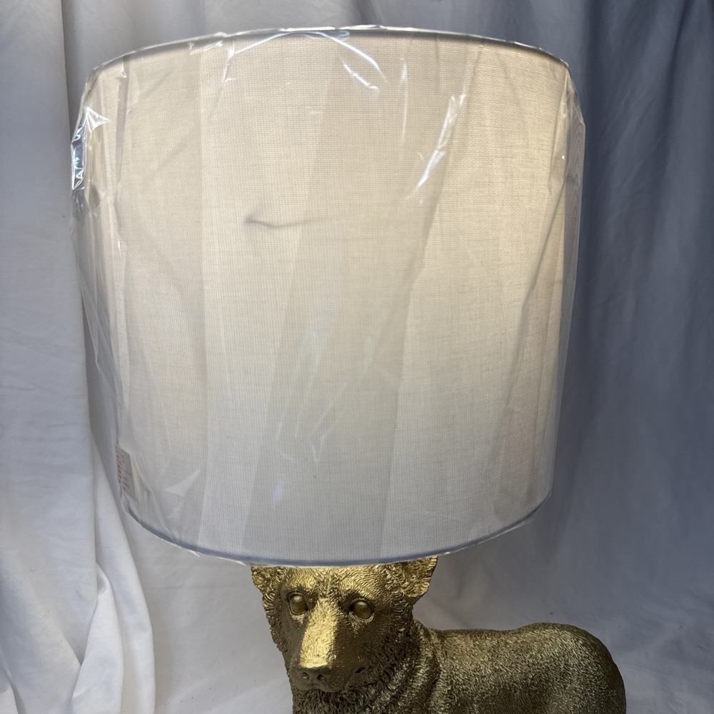 Marshall's Homesense Corgi Dog Brushed Gold Table Lamp White Shade NEW - Picture 12 of 14
